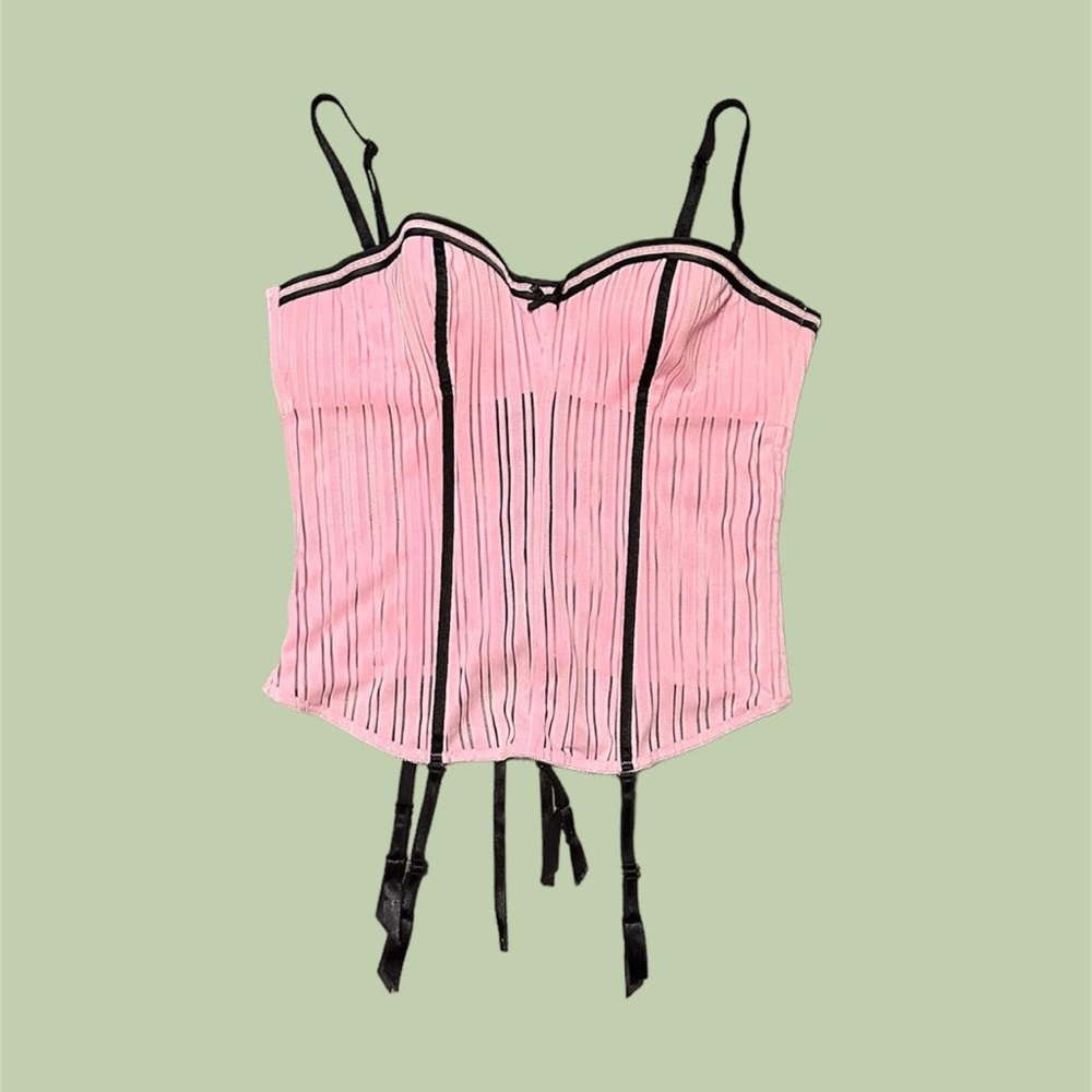 🌥️DreamGirl pink striped corset bustier top